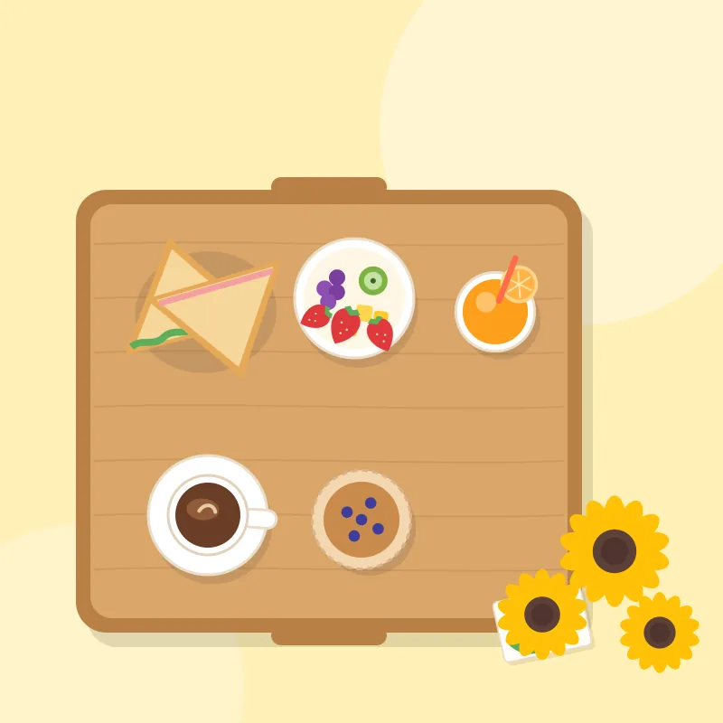Desayuno Sorpresa con Girasoles: ramo de 3 girasoles frescos con follaje, bandeja de madera, sándwich caliente de pollo o jamón y queso