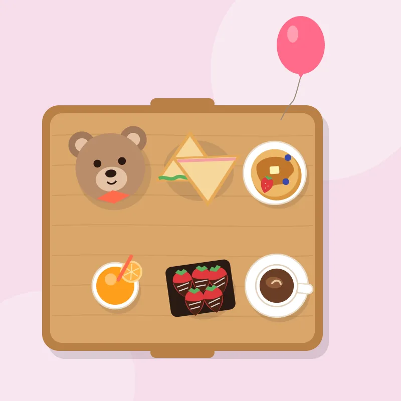 Desayuno Sorpresa con Peluche: oso de peluche de 30 cm (color a elegir), bandeja de madera decorada, sándwich caliente