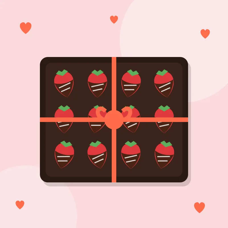 Caja de Fresas con Chocolate: 12 fresas gigantes de la sabana, chocolate belga semiamargo y blanco, decoración a mano (hilos, toppings, oro comestible)